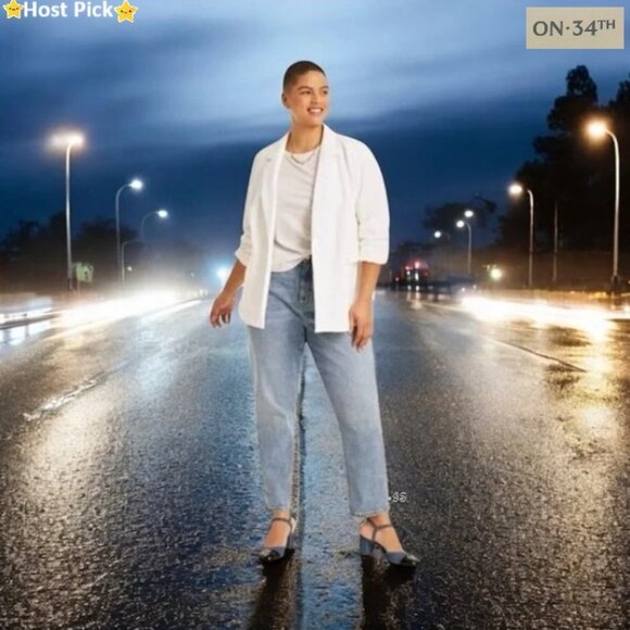 ON 34th Trendy Cream/Off-White Ponte-Knit Blazer Plus Size 1X NWT - Picture 1 of 12